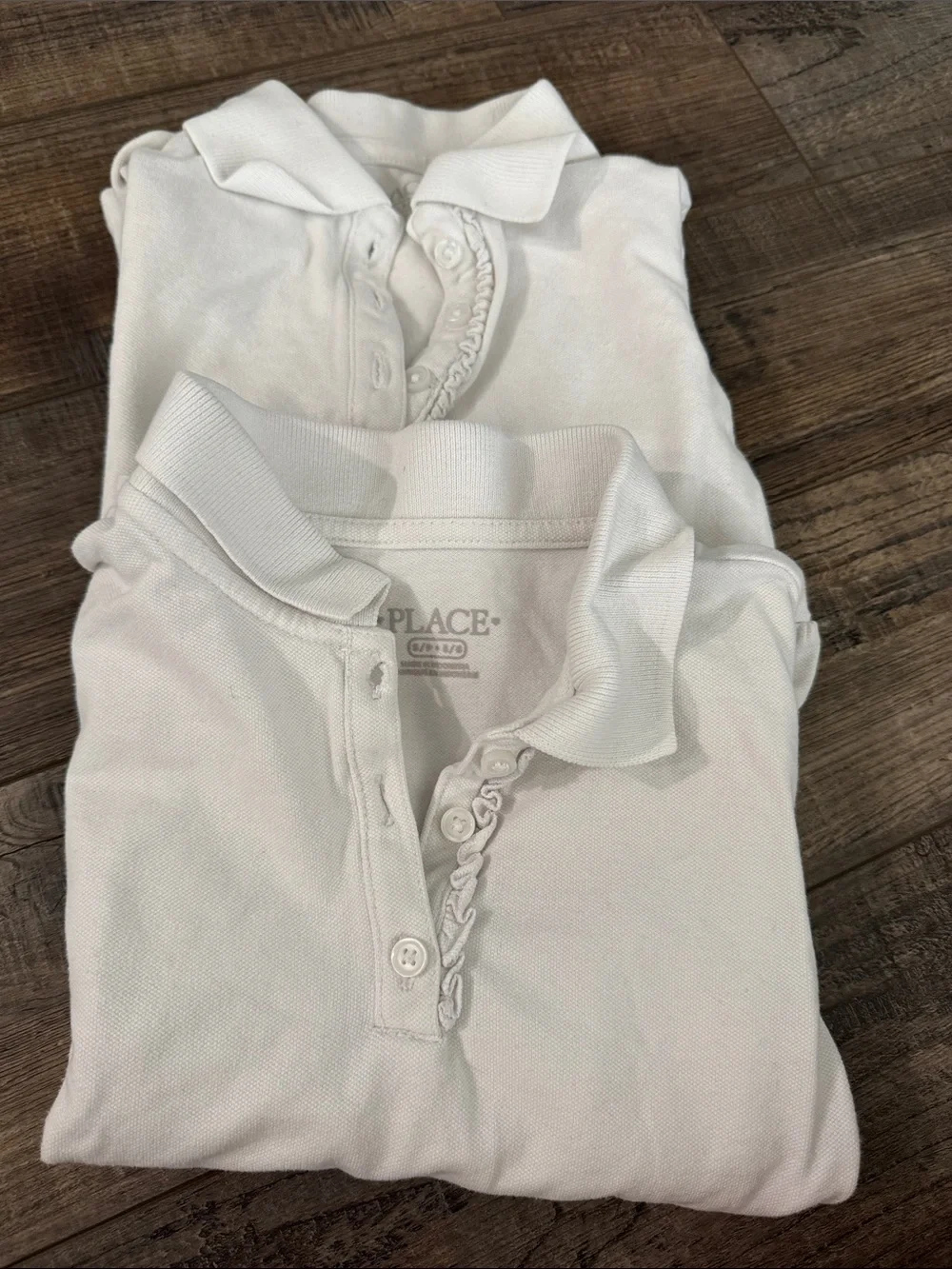 Set of 2 Girls Children’s Place White Long Sleeved Uniform Polos Size 5-6